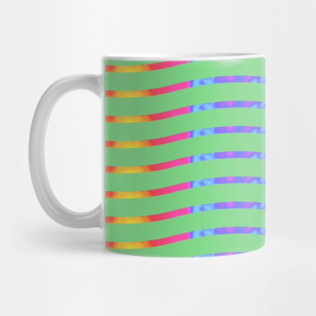 Wavy Lines Rainbow on Soft Green by ArtticArlo